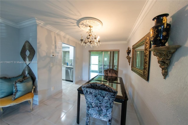 1175 NW 90th Way, Plantation, FL 33322 - hall with a chandelier, light tile patterned floors, ornamental molding, and baseboards