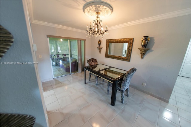 1175 NW 90th Way, Plantation, FL 33322 - dining space with a chandelier, ornamental molding, baseboards, and stairway