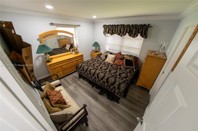 1175 NW 90th Way, Plantation, FL 33322 - bedroom with wood finished floors, recessed lighting, and ornamental molding