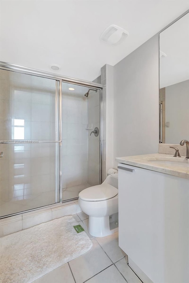 14951 Royal Oaks Ln Unit 1406, North Miami, FL 33181 - full bath with tile patterned flooring, vanity, toilet, and a stall shower