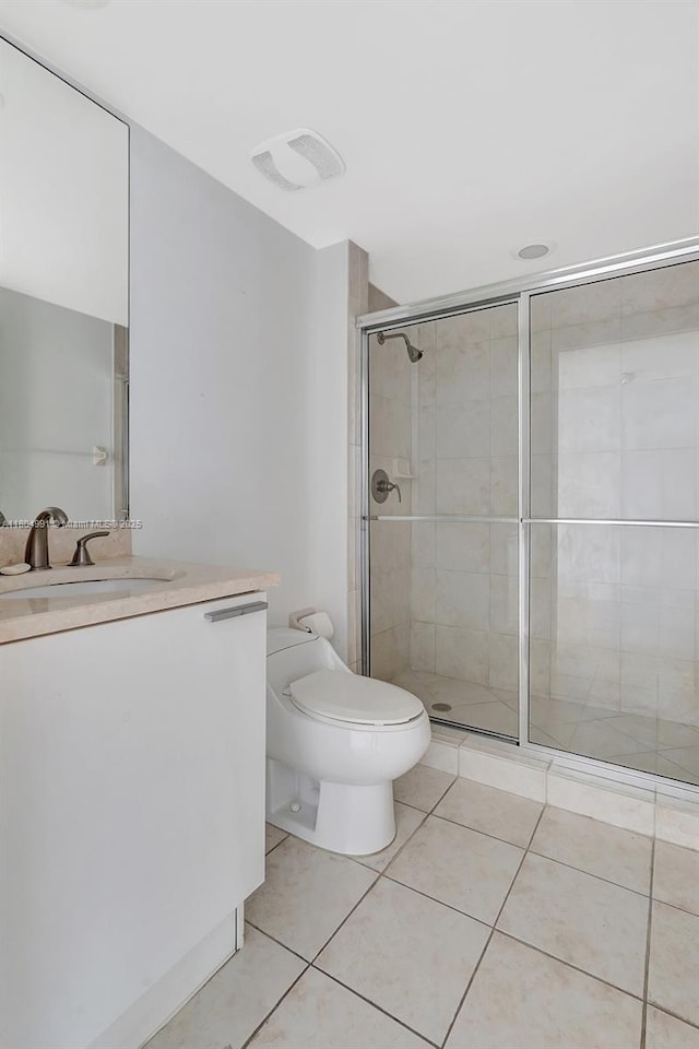 14951 Royal Oaks Ln Unit 1406, North Miami, FL 33181 - full bath featuring vanity, tile patterned flooring, and a stall shower