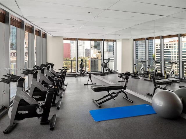 1300 S Miami Ave Unit 3211, Miami, FL 33130 - exercise room featuring a wall of windows