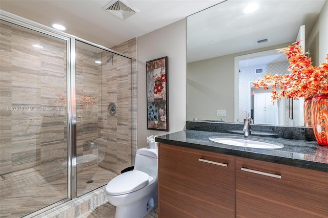 101 S Fort Lauderdale Beach Blvd Unit 1001, Fort Lauderdale, FL 33316 - full bath with vanity, toilet, a shower stall, and recessed lighting