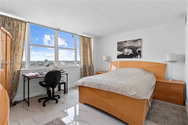 3140 S Ocean Dr Unit 2310, Hallandale Beach, FL 33009 - bedroom featuring marble tiled flooring and a desk