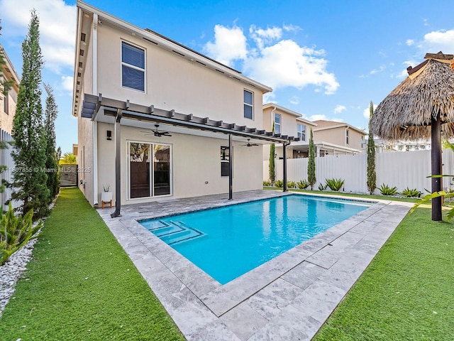 501 NE 6th Ct, Florida City, FL 33034 - view of swimming pool featuring a ceiling fan and a patio area