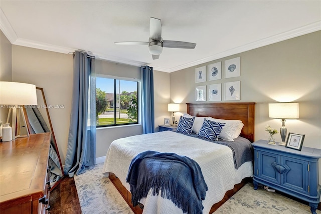 7850 NW 53rd Ct, Lauderhill, FL 33351 - bedroom featuring ornamental molding, wood finished floors, baseboards, and ceiling fan