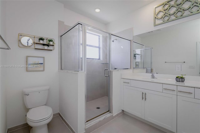10260 SW 228th Ter Unit 10260, Miami, FL 33190 - full bath featuring vanity, toilet, a shower stall, baseboards, and tile patterned floors