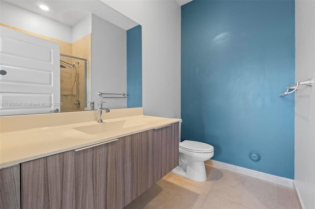 7825 NW 104th Ave Unit 4, Doral, FL 33178 - full bathroom with toilet, tile patterned flooring, vanity, a shower, and baseboards