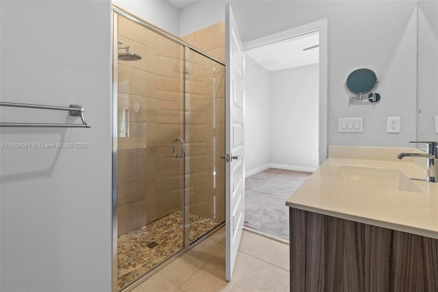 7825 NW 104th Ave Unit 4, Doral, FL 33178 - full bath with a stall shower, vanity, and tile patterned floors