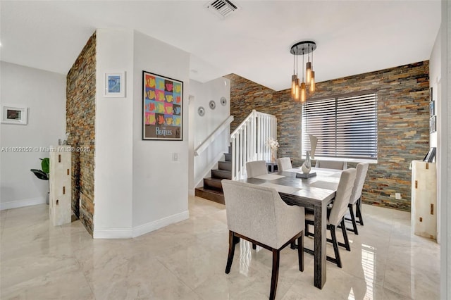 1317 Majesty Ter, Weston, FL 33327 - dining space with stairs, baseboards, a chandelier, and light marble finish floors
