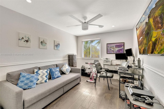 1317 Majesty Ter, Weston, FL 33327 - office area featuring wood finished floors, ceiling fan, and recessed lighting