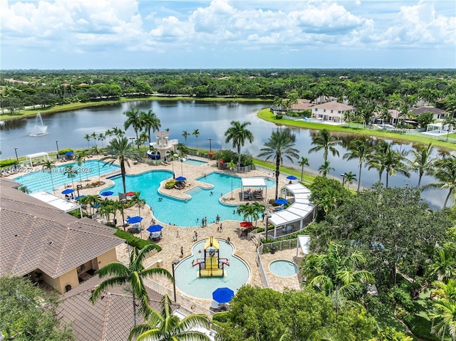 1317 Majesty Ter, Weston, FL 33327 - aerial view of a pool area and a large body of water