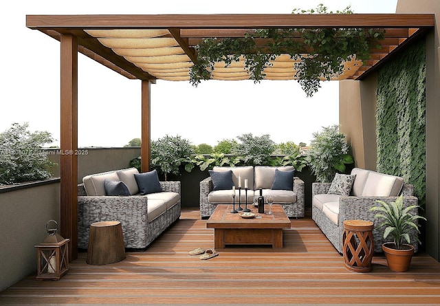 1153 SW 22nd Ter, Miami, FL 33129 - wooden deck with an outdoor living space and a pergola