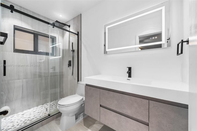 9155 SW 179th St, Palmetto Bay, FL 33157 - full bathroom featuring toilet, vanity, and a stall shower