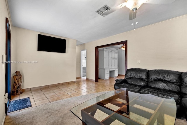 9155 SW 179th St, Palmetto Bay, FL 33157 - tiled living area featuring ceiling fan and baseboards