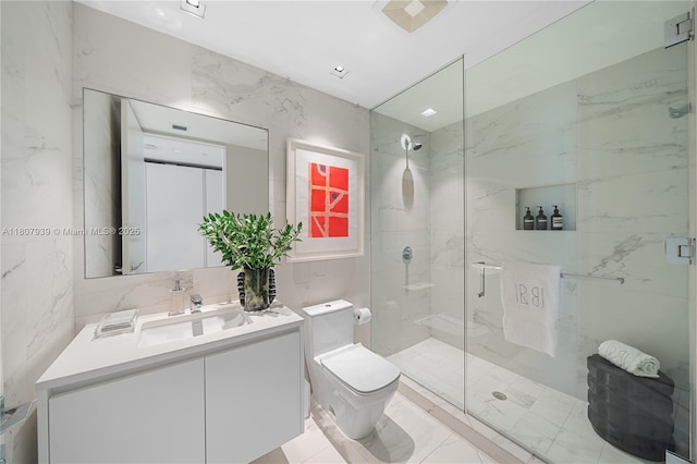 1000 Biscayne Blvd Unit 3201, Miami, FL 33132 - full bath featuring vanity, a marble finish shower, toilet, and marble finish floors