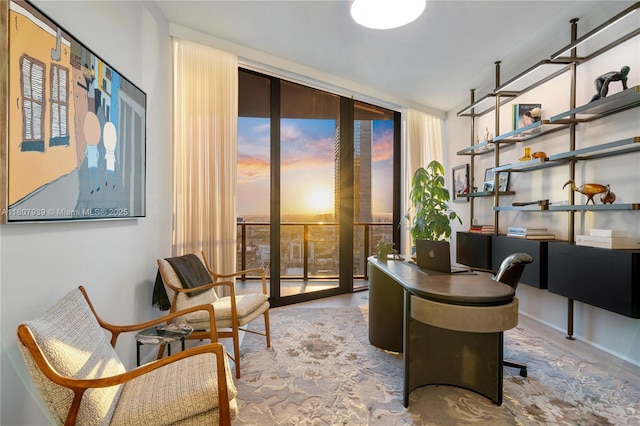1000 Biscayne Blvd Unit 3201, Miami, FL 33132 - home office featuring healthy amount of natural light, expansive windows, and wood finished floors