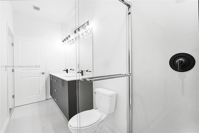 22519 SW 125th Ave Unit B, Miami, FL 33170 - bathroom with a shower stall, vanity, toilet, and marble finish floors