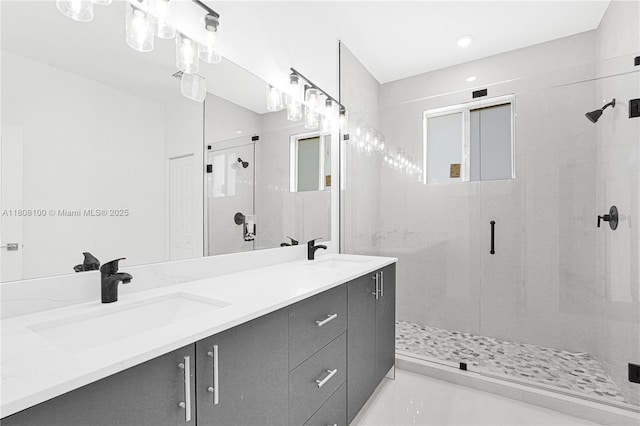 22519 SW 125th Ave Unit B, Miami, FL 33170 - full bath featuring a stall shower, double vanity, and recessed lighting
