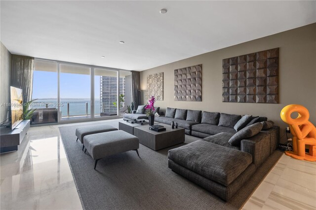 300 Biscayne Blvd Way Unit 3104, Miami, FL 33131 - living area featuring floor to ceiling windows and a water view