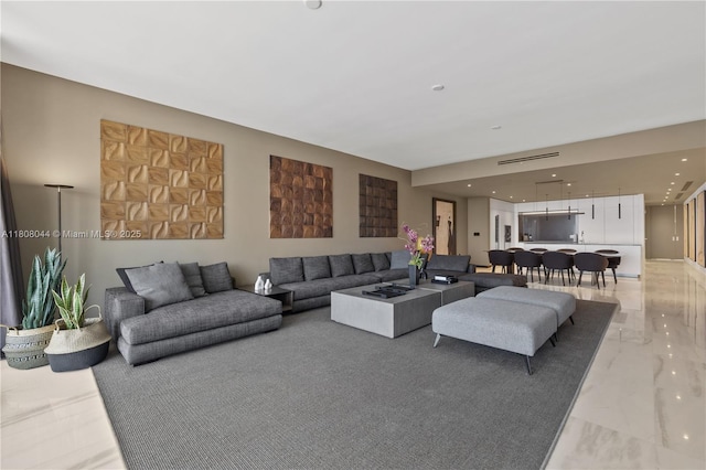 300 Biscayne Blvd Way Unit 3104, Miami, FL 33131 - living room featuring light marble finish floors and recessed lighting