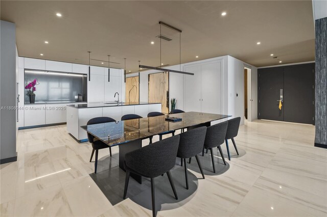300 Biscayne Blvd Way Unit 3104, Miami, FL 33131 - dining space with light marble finish floors and recessed lighting
