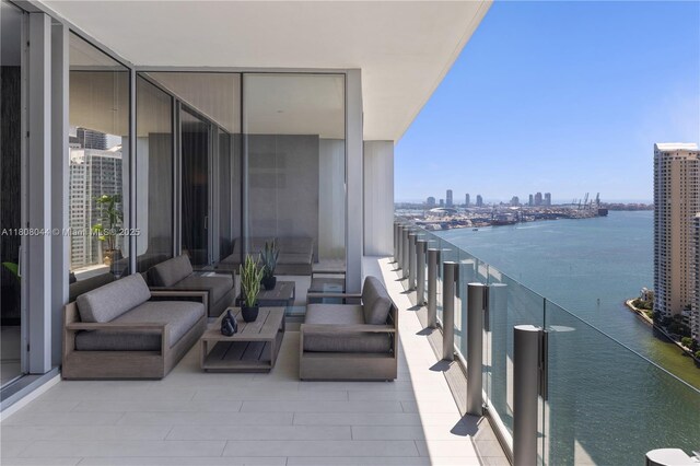 300 Biscayne Blvd Way Unit 3104, Miami, FL 33131 - balcony with a water view, a skyline view, and outdoor lounge area