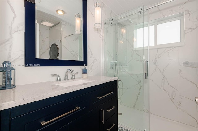 1050 SW 11th St Unit 20L, Hallandale Beach, FL 33009 - full bathroom with vanity and a marble finish shower
