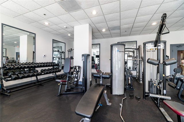 2665 SW 37th Ave Unit 906, Miami, FL 33133 - workout area featuring recessed lighting and a drop ceiling