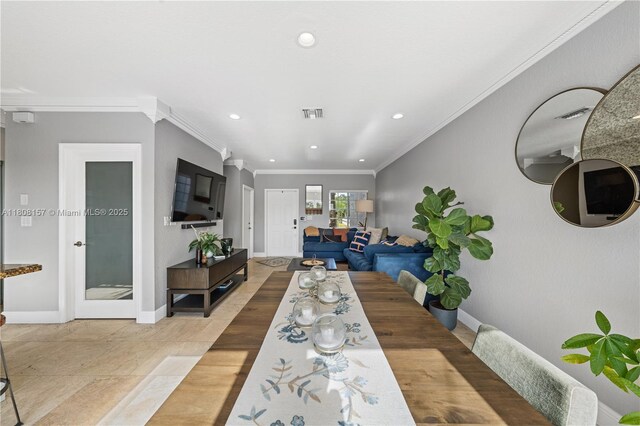 925 SW 147th Ct, Miami, FL 33194 - dining area with recessed lighting, baseboards, and crown molding