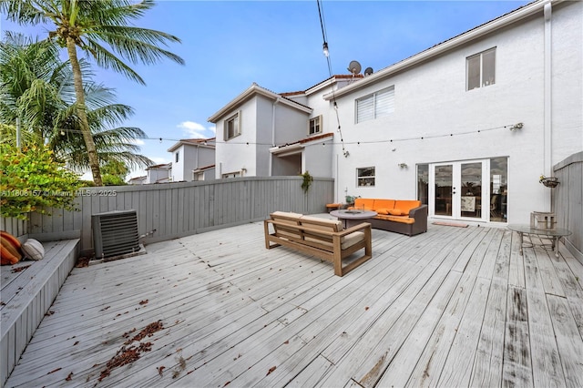 925 SW 147th Ct, Miami, FL 33194 - deck featuring an outdoor living space and central air condition unit
