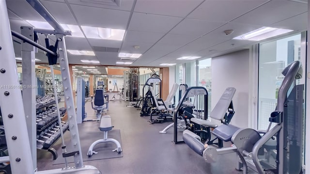 41 SE 5th St Unit 1012, Miami, FL 33131 - workout area featuring a paneled ceiling