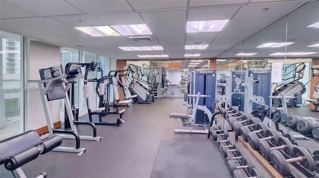 41 SE 5th St Unit 1012, Miami, FL 33131 - workout area featuring a paneled ceiling