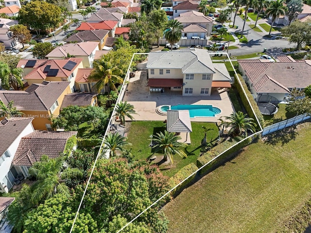 11230 SW 156th Ave, Miami, FL 33196 - aerial view of residential area featuring a pool and property parcel outlined