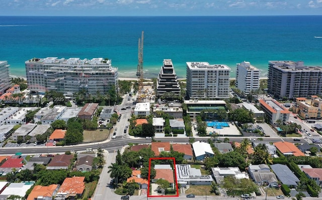8959 Abbott Ave, Surfside, FL 33154 - aerial view of property and surrounding area featuring property boundaries highlighted and a nearby body of water