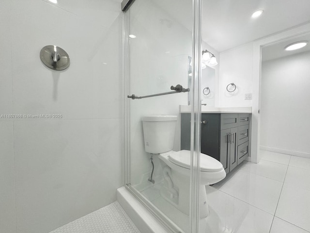 3800 S Ocean Dr Unit 1810, Hollywood, FL 33019 - full bathroom with toilet, vanity, tile patterned flooring, a shower, and baseboards