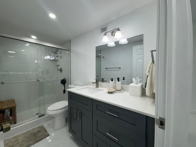 3800 S Ocean Dr Unit 1810, Hollywood, FL 33019 - full bathroom with toilet, vanity, a stall shower, and recessed lighting