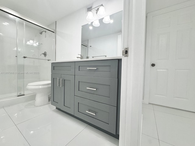 3800 S Ocean Dr Unit 1810, Hollywood, FL 33019 - full bathroom with toilet, vanity, a shower stall, and tile patterned floors