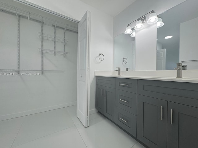3800 S Ocean Dr Unit 1810, Hollywood, FL 33019 - full bath with double vanity, tile patterned flooring, and a walk in closet
