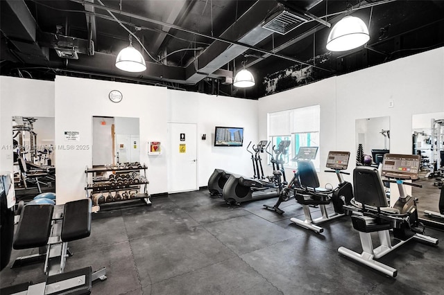 2751 S Ocean Dr Unit 301S, Hollywood, FL 33019 - workout area featuring a towering ceiling