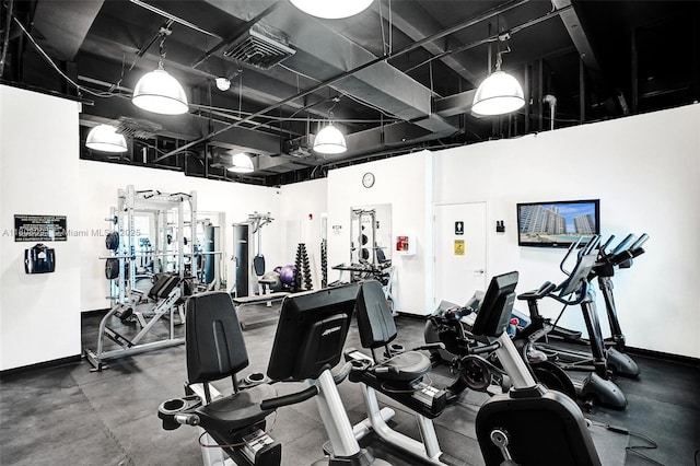 2751 S Ocean Dr Unit 301S, Hollywood, FL 33019 - exercise room featuring baseboards