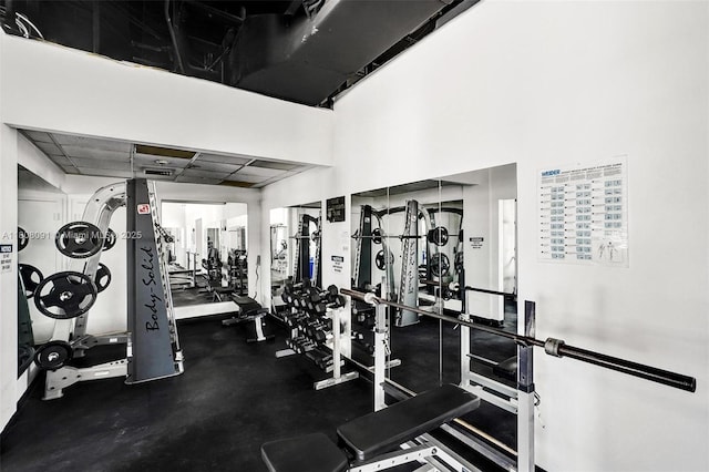 2751 S Ocean Dr Unit 301S, Hollywood, FL 33019 - exercise room with a paneled ceiling