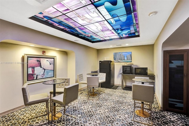 2751 S Ocean Dr Unit 301S, Hollywood, FL 33019 - office area with baseboards, a raised ceiling, and recessed lighting