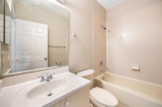 1985 SE 3rd St, Homestead, FL 33033 - bathroom with toilet, shower / tub combination, vanity, and a textured wall