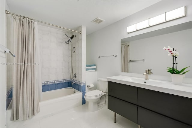 3500 Coral Way Unit 604, Miami, FL 33145 - full bathroom with shower / bath combo, vanity, tile patterned floors, and toilet