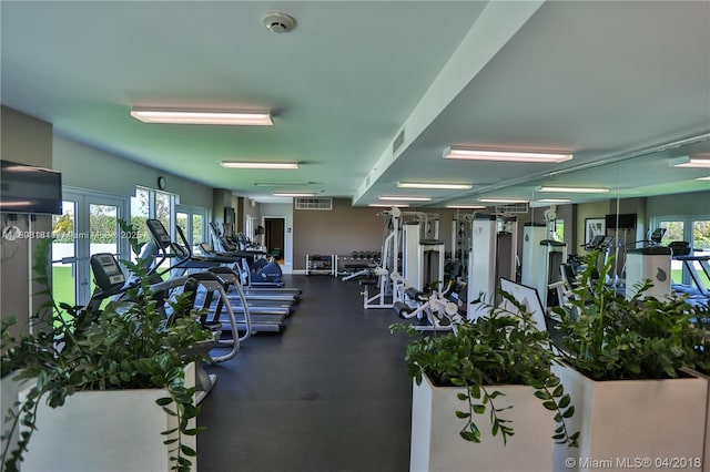 3000 Coral Way Unit 1505, Miami, FL 33145 - workout area with plenty of natural light and french doors