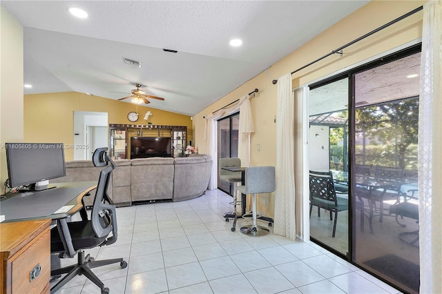 11186 NW 21st St, Coral Springs, FL 33071 - office space with lofted ceiling, ceiling fan, light tile patterned floors, and recessed lighting