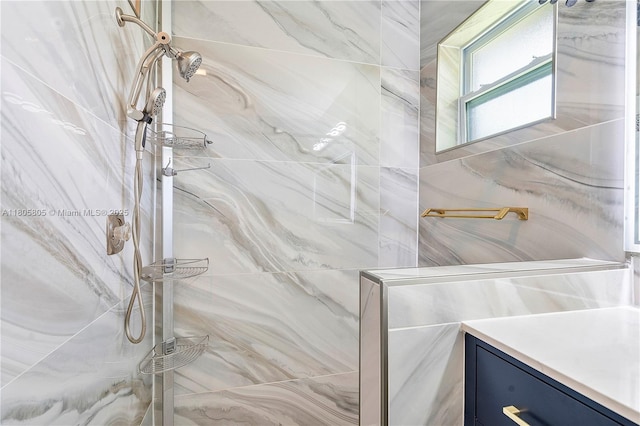 11186 NW 21st St, Coral Springs, FL 33071 - bathroom featuring a marble finish shower and vanity
