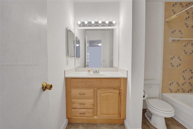 1551 NW 92nd Ave Unit 185, Pembroke Pines, FL 33024 - bathroom featuring vanity, toilet, tub / shower combination, and baseboards