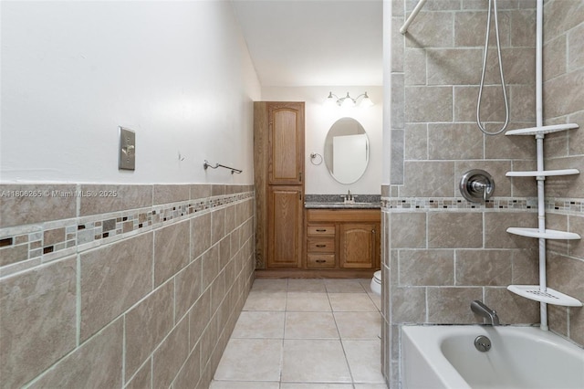 9919 SW 1st Ct, Coral Springs, FL 33071 - bathroom featuring tile walls, vanity, tile patterned flooring, toilet, and wainscoting